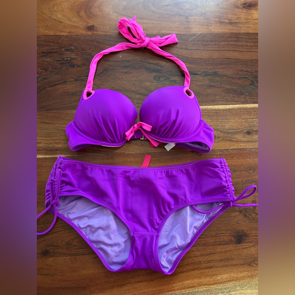 Victoria's Secret bikini set Miraculous Bombshell neon pink and purple